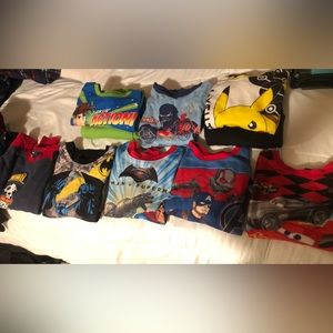 Warm boys size 8 pajamas - 3 sets (top/pants) and five long sleeve tops.